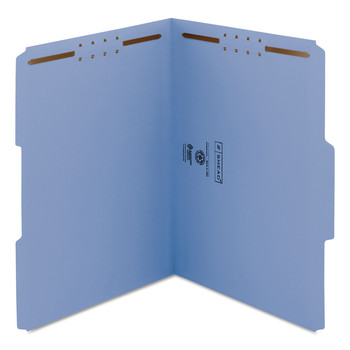 Smead 12040 0.75 in. Expansion Top Tab Colored 2-Fastener Folders - Letter Size/Blue Exterior (50/Box)