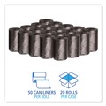 Trash & Waste Bins | Boardwalk H3417RKKR01 4 Gallon 0.35 mil 17 in. x 17 in. Perforated Roll Low-Density Waste Can Liners - Black (50 Bags/Roll, 20 Rolls/Carton) image number 3
