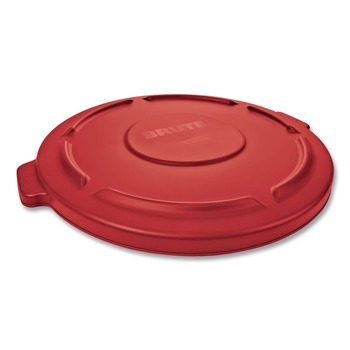 Rubbermaid Commercial FG263100RED 22.25 in. BRUTE Self-Draining Flat Top Lids for 32 gal. Round BRUTE Containers - Red