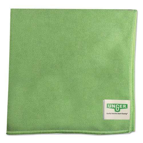 Cleaning Cloths | Unger MF400 16 in. x 15 in. SmartColor Microfiber MicroWipes - Green (10/Pack) image number 0