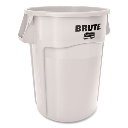 Trash Cans | Rubbermaid Commercial 1779740 BRUTE 44 Gallon Vented Round Resin Container - White (4/Carton) image number 0