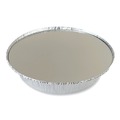 Food Trays, Containers, and Lids | Boardwalk BWKROUND9COMBO 48 oz. 9 in. x 1.66 in. Round Aluminum To-Go Containers with Lid - Silver (200/Carton) image number 1