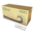 Cutlery | Boardwalk BWK3COMBOKITPP 6.97 in. Plastic Mediumweight Fork/Knife/Spoon 3-Piece Cutlery Kit - White (250/Carton) image number 0