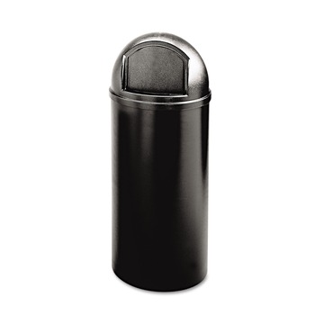 Rubbermaid Commercial FG817088BLA Marshal 25-Gallon Plastic Round Classic Container - Black