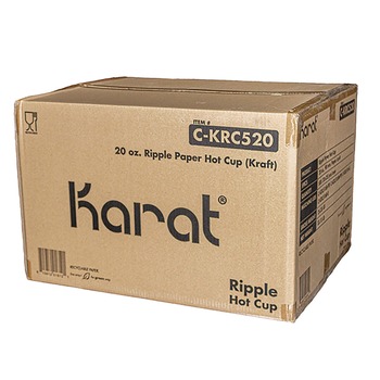 Karat C-KRC520 20 oz Ripple Hot Cups - Kraft/White (500/Carton)