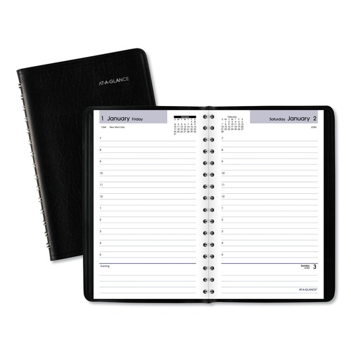 Notebooks & Pads | AT-A-GLANCE SK44-00 12 Month: Jan 2026 to Dec 2026 8 in. x 5 in. DayMinder Daily Appointment Book - Black Cover image number 0