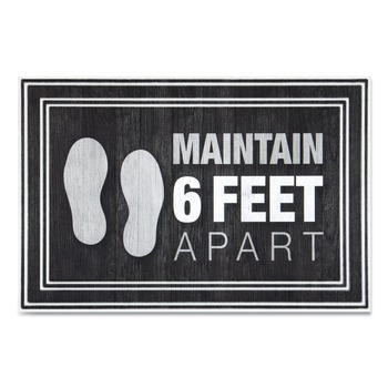 Apache Mills 3984528772X3 24 in. x 36 in. Maintain 6 Feet Apart Message Floor Mats - Charcoal