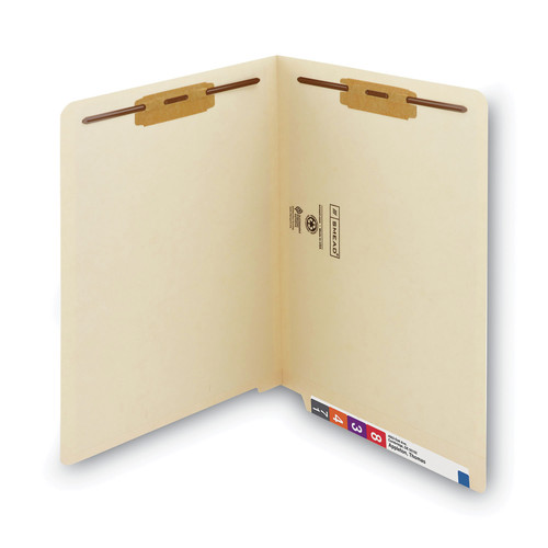 File Folders | Smead 34215 End Tab 14-pt Manila 2-Fastener Folders with Reinforced Straight Tabs - Letter Size/Manila Exterior (50/Box) image number 0