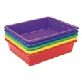 Boxes & Bins | Storex 62534U05C Storage Tray with Lid, Flat, 1 gal, 10.65-in x 10.65-in x 2.96-in, Assorted Bright, 5/Pack image number 1