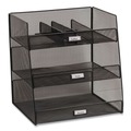 Desktop Organizers | Safco 3293BL 14.63 in. x 11.75 in. x 15 in. 3 Compartments Steel Mesh Onyx Breakroom Organizers - Black image number 0