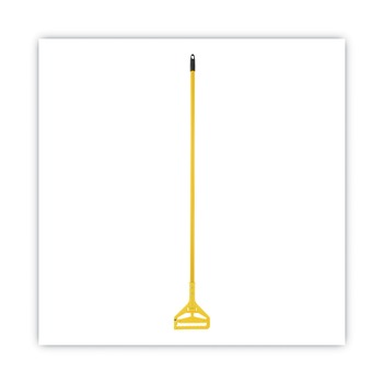 Boardwalk BWK620 60 in. Quick Change Side-Latch Plastic Mop Head Aluminum Handle - Yellow