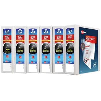 Avery 79192 One Touch EZD Rings 3 Rings 2 in. Capacity 11 in. x 8.5 in. Heavy-Duty DuraHinge View Binder - White (6/Carton)