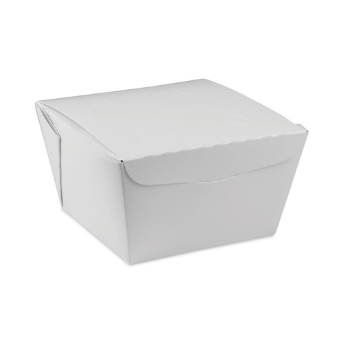 Food Trays, Containers, and Lids | Pactiv Corp. NOB08W EarthChoice OneBox 4.5 in. x 4.5 in. x 3.25 in. 46 oz. Paper Box - White (200/Carton) image number 0