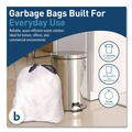 Trash Bags | Boardwalk BWK1DK100 13 Gallon 24 in. x 28 in. Drawstring Kitchen Bags - White (50 Bags/Roll, 2 Rolls/Carton) image number 8
