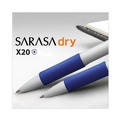 Pens | Zebra 41620 0.7 mm Retractable Fine Sarasa Dry X20plus Gel Pen - Blue Ink, White/Blue Barrel (12/Pack) image number 3