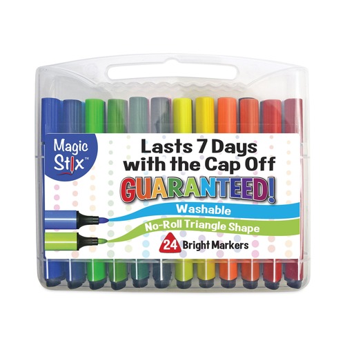 Washable Markers | TPG Creations 397 Magic Stix Markers - Medium Bullet Tip/Assorted Colors (24/Pack) image number 0