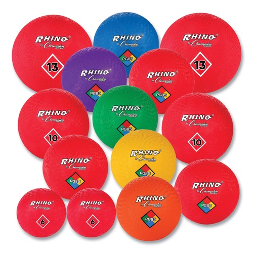 Breakroom Supplies | Champion Sports UPGSET1 Multi-Size Playground Ball Set - Multi-Color (14/Set) image number 0