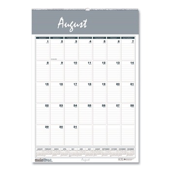 House of Doolittle 352 12 in. x 17 in. 12-Month (Aug 2025-Jul 2026) Academic Year Bar Harbor Recycled Monthly Wall Calendar - White/Blue Sheets