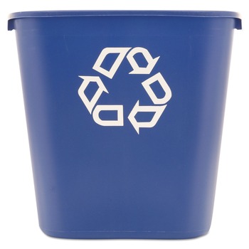 Rubbermaid Commercial FG295673BLUE 28.13-Quart Rectangular Deskside Recycling Container - Medium, Blue