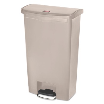 TRASH WASTE BINS | Rubbermaid Commercial 1883460 Streamline 18-Gallon Resin Front Step Style Step-On Container - Beige