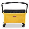 Mop Buckets | Rubbermaid Commercial HYGEN FGQ90088YEL HYGEN Press Wring Bucket for Microfiber Flat Mops (Yellow) image number 3
