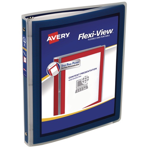 Binders | Avery 15766 3 Rings 0.5 in. Capacity Flexi-View 11 in. x 8.5 in. Binder with Round Rings - Navy Blue image number 0