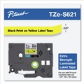 Labels | Brother P-Touch TZES621 0.35 in. x 26.2 ft. TZe Laminated Removable Label Tapes - Black on Yellow image number 4