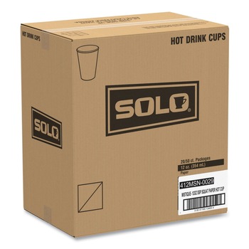 SOLO 412MSN-0029 12 oz. Printed Mistique Polycoated Hot Paper Cups - Brown (1000/Carton)