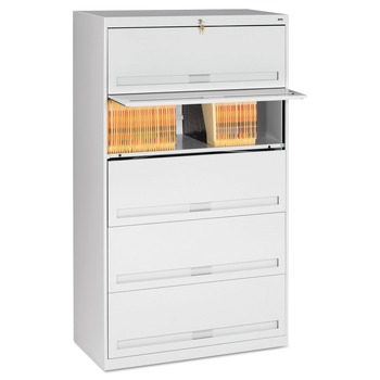 Tennsco FS351L-LGY 36 in. x 16.5 in. x 63.5 in. 5 Legal/Letter File Shelves Fixed Shelf Enclosed-Format Lateral File for End-Tab Folders - Light Gray