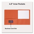 File Folders | Smead 87858 11 in. x 8.5 in. 100-Sheet Capacity 2-Pocket Textured Paper Folder - Orange (25/Box) image number 3