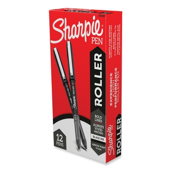 PENS PENCILS AND MARKERS | Sharpie Roller 2101305 Medium 0.7 mm Professional Design Rollerball Stick Pen - Black Ink, Black Barrel (1-Dozen)