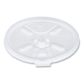Dart 16FTLS Lift n' Lock Straw Slot 12 - 24 oz. Foam Cup Lids - Translucent (1000/Carton)