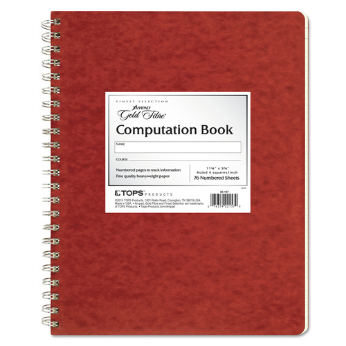 Notebooks & Pads | Ampad 22-157 11.75 in. x 9.25 in. Sheets 4 sq./in. Quadrille Rule Computation Book - Brown Cover image number 0