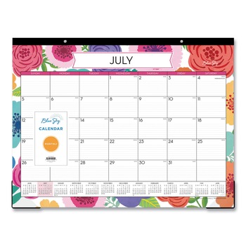  | Blue Sky 100157 22 in. x 17 in. 12-Month (Jul 2025-Jun 2026) Mahalo Academic Desk Pad - Black Binding/Clear Corners