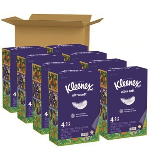 Tissues | Kleenex 54316 Ultra Soft 3-Ply Facial Tissue - White (8/Carton) image number 0