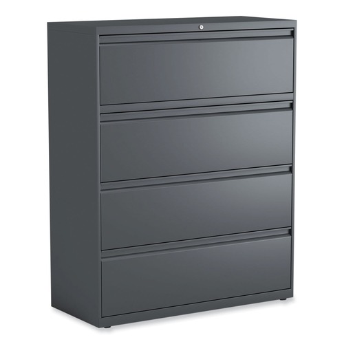 Office Filing Cabinets & Shelves | Alera 25511 42 in. x 18.63 in. x 52.5 in. 4-Drawer Lateral File - Charcoal image number 0