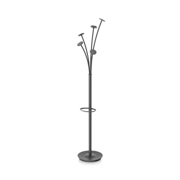 JUST LAUNCHED | Alba PMFESTN 14w x 14d x 73.67h Festival 5-Knob Coat Stand with Umbrella Holder - Black