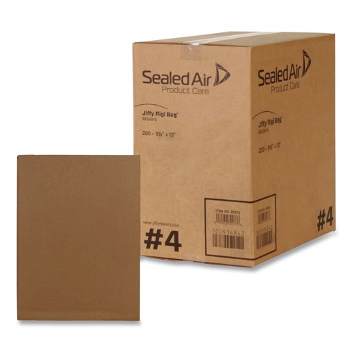 Envelopes & Mailers | Sealed Air 89273 9.5 x 13 Jiffy Rigi Square Flap Self-Adhesive Bag Mailer - Natural Kraft (200/Carton) image number 0