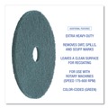 Cleaning & Janitorial Accessories | Boardwalk BWK4018GRE 18 in. Diameter Heavy-Duty Scrubbing Floor Pads - Green (5/Carton) image number 4