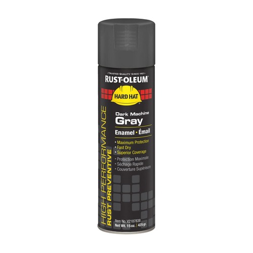 Painting | Rust-Oleum V2187838CT Hard Hat 15 oz High Performance V2100 System Rust Preventive Enamel Spray Paint - Gloss Dark Machine Gray (6/Carton) image number 0