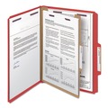 File Folders | Smead 13731 4-Section Pressboard Top Tab Classification Folders with 4 SafeSHIELD Fasteners - Letter Size/Bright Red (10/Box) image number 1