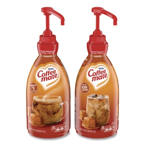 Condiments | Coffee-Mate 12536266 50.7 oz. Liquid Creamer Pump Bottle - Caramel (2/Carton) image number 0