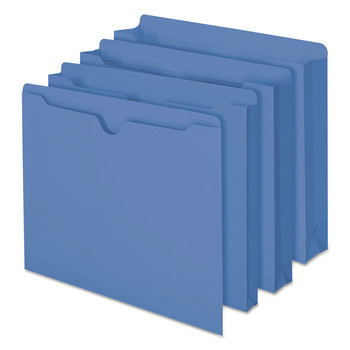 Smead 75502 Straight Tab Letter Size Colored File Jackets with Reinforced Double-Ply Tab - Blue (100/Box)