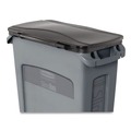 Trash Cans | Rubbermaid Commercial FG267400BLA Slim Jim 11.38 in. x 20.5 in. x 2.75 in. Hinged Lid - Black image number 3
