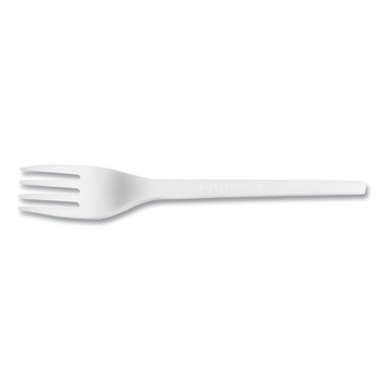 Vegware VW-FK6.5 Compostable CPLA Cutlery Fork - White (1000/Carton)