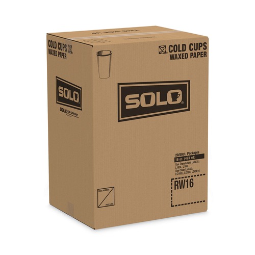 Cups and Lids | SOLO RW16-J8000 Symphony Eco-Forward 16 oz. Paper Cold Cups - White/Red/Beige (1000/Carton) image number 0