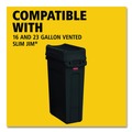 Trash & Waste Bins | Rubbermaid Commercial FG267360BLA Slim Jim 11.38 in. x 20.5 in. x 5 in. Swing Lid - Black image number 5
