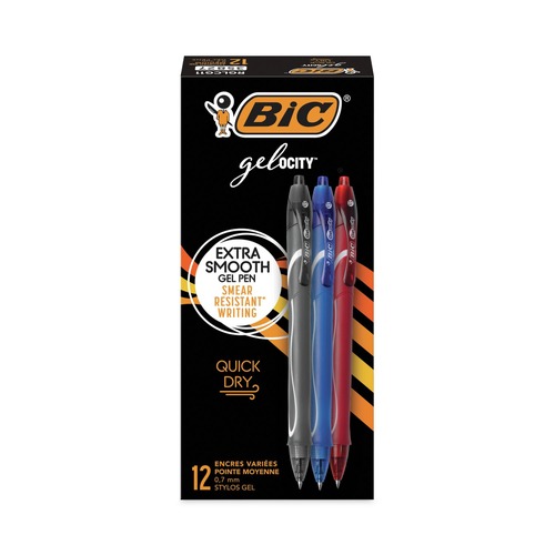 Pens | BIC RGLCG11AST Gel-ocity Quick Dry 0.7 mm Fine Gel Pen - Assorted Ink and Barrel Colors (1-Dozen) image number 0