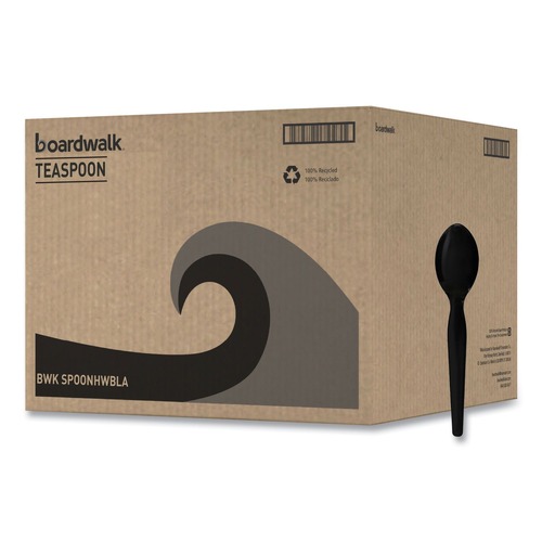  | Boardwalk BWKSPOONHWBLA Heavyweight Polystyrene Teaspoon Cutlery - Black (1000/Carton) image number 0