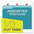 Just Launched | Pendaflex 152 1/3 TEA 1/3-Cut Tabs Assorted Letter Size Colored File Folders - Teal/Light Teal (100/Box) image number 1